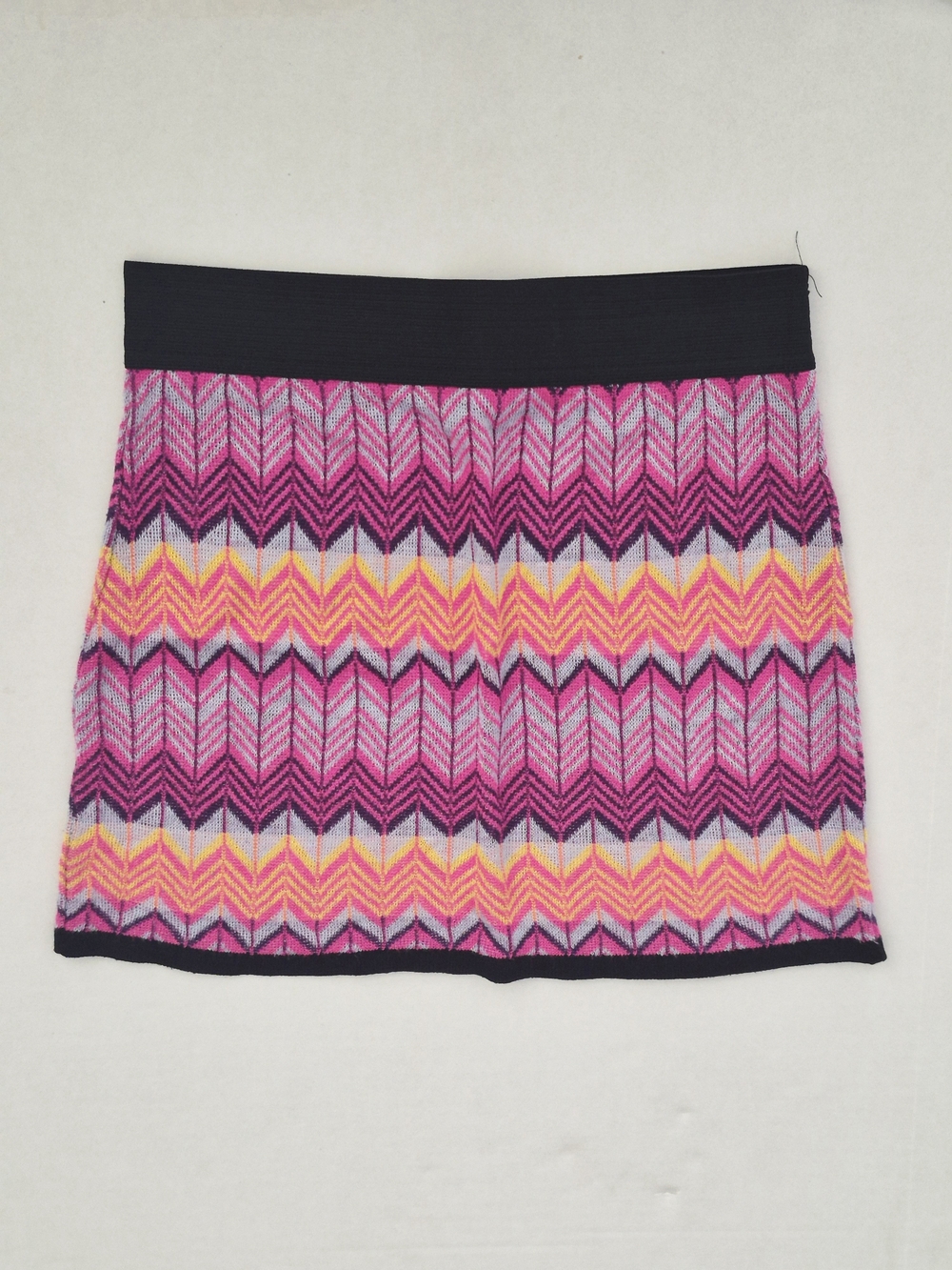 Chevron Knit Mini Skirt - Pink / Multicolor